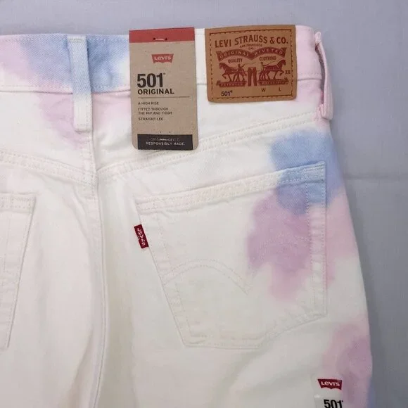 Levis 501Original Jeans Women Straight Leg High Rise White Size 28x30 Button Fly - Picture 12 of 15
